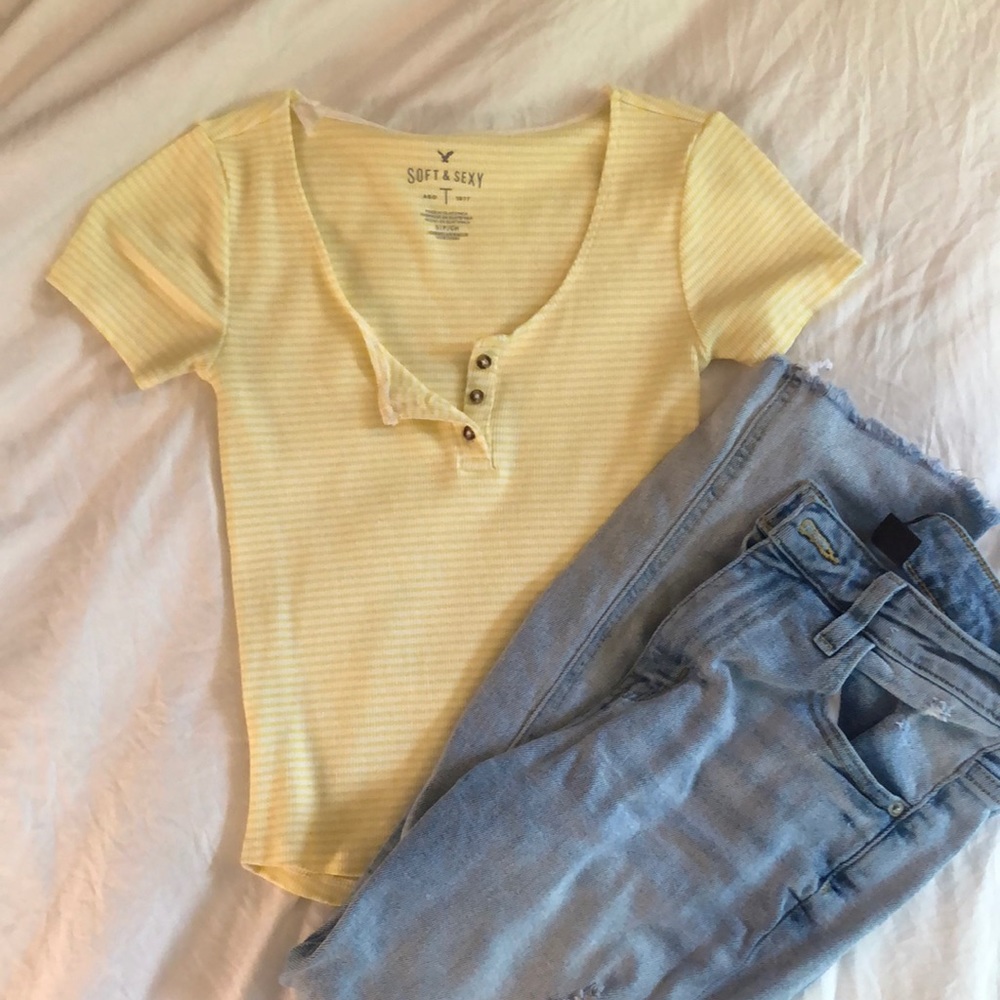 Yellow stripped shirt from American Eagle
